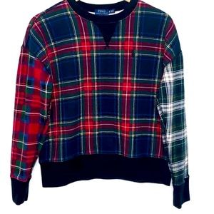 POLO RALPH LAUREN Classic Preppy Tartan Plaid Warm Comfy Sweatshirt Woman’s Sz M
